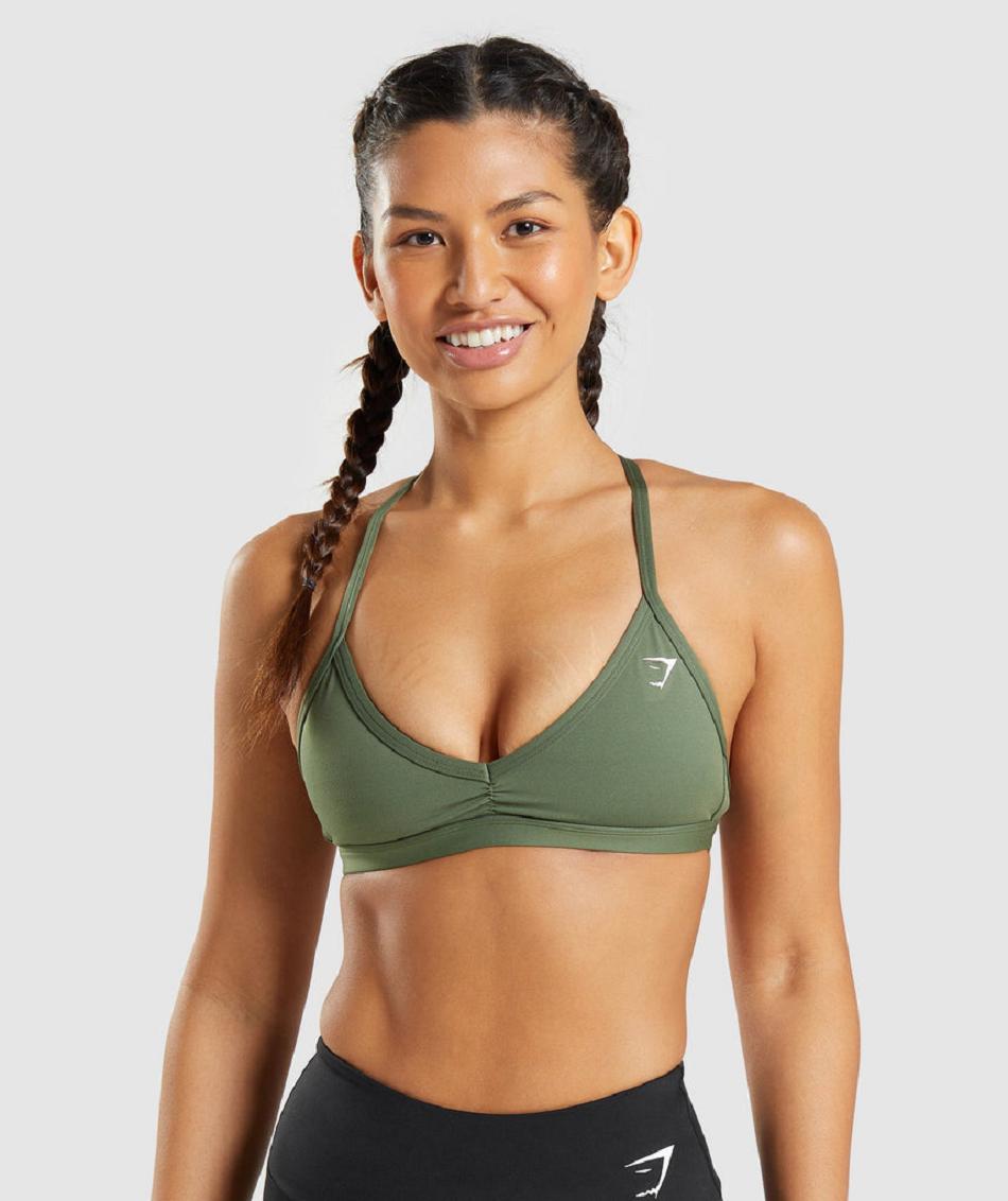 Staniki Sportowe Damskie Gymshark Minimal Oliwkowe | PL 2908SGL